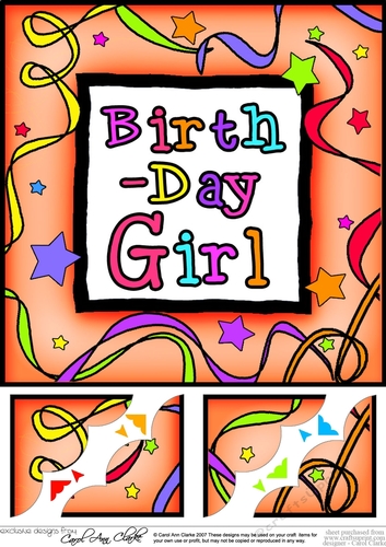 Birthday Girl- 8 x 8 Scalloped Corner Topper 