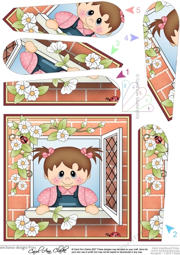 Fan Pyramage Topper - Through the Window - Cute Little Toddler Girl