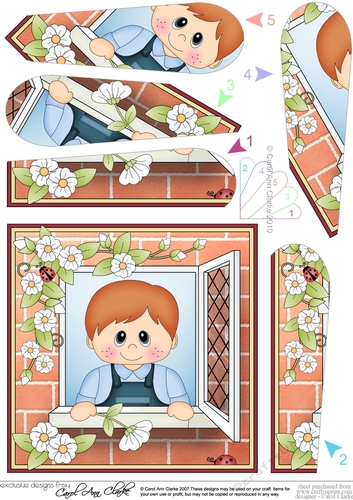 Fan Pyramage Topper - Through the Window - Cute Little Toddler Boy