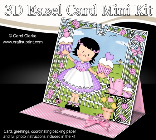 3D Easel Card Mini Kit - Cute Garden Girlz - Suzi