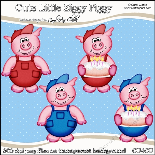 Cute Little Ziggy Piggy - CU4CU Digital Clip Art Set