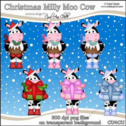 Christmas Milly Moo Cow - CU4CU Digital Clip Art Set