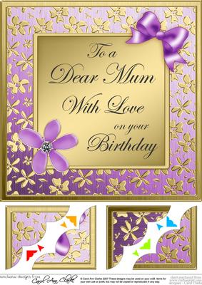 Floral Elegance Mum Birthday 8 x 8 Scalloped Corner Topper