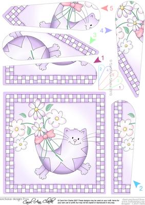 Cute Cat Quick Card with Fan Pyramage Topper