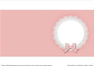 Square Pearls and Lace Card Front or Insert