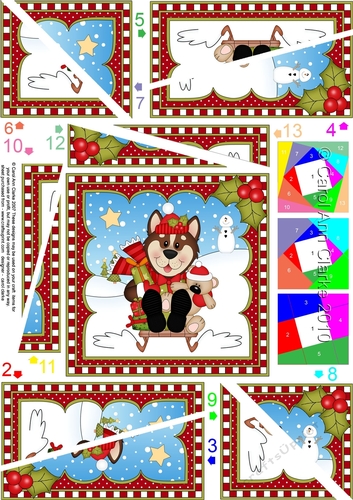 Christmas Twisted Spiral Side Stacker - Little Husky Dog