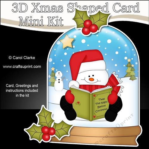 3D Shaped Christmas Snow Globe Card Kit - Snowman Oli has lots of Presents