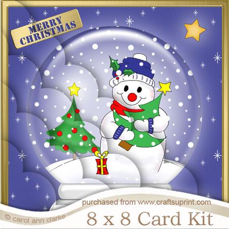 8 x 8 Snowman Snowglobe Kit with Scalloped Corners