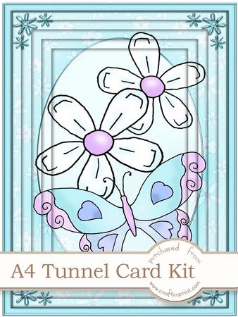 A4 Fluttery Butterfly in Cyan Tunnel Card Kit