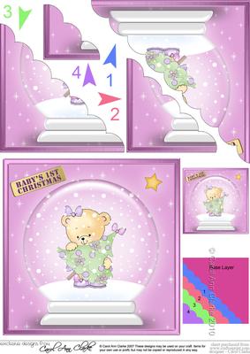 Baby Girl's 1st Xmas Snowglobe Scallop Corner Side Stacker