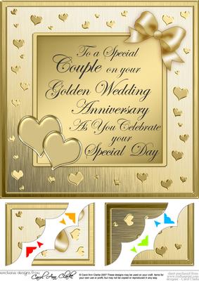 Golden Wedding Anniversary 8 x 8 Scalloped Corner Topper