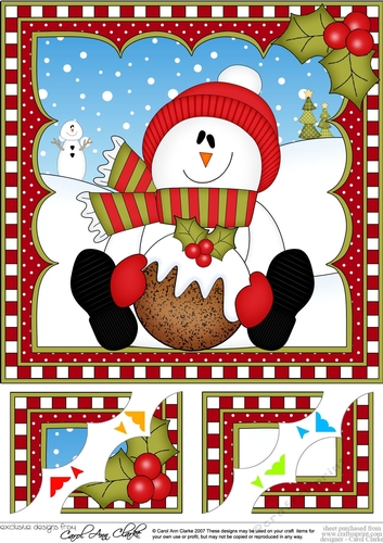 Christmas Snowman Rio 8 x 8 Scalloped Corner Topper