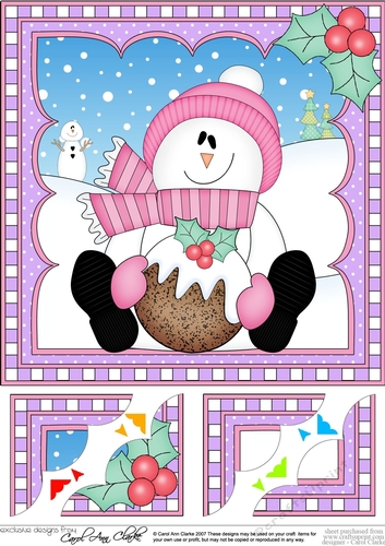 Christmas Snowman Rio 8 x 8 Scalloped Corner Topper