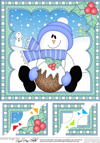 Christmas Snowman Rio 8 x 8 Scalloped Corner Topper