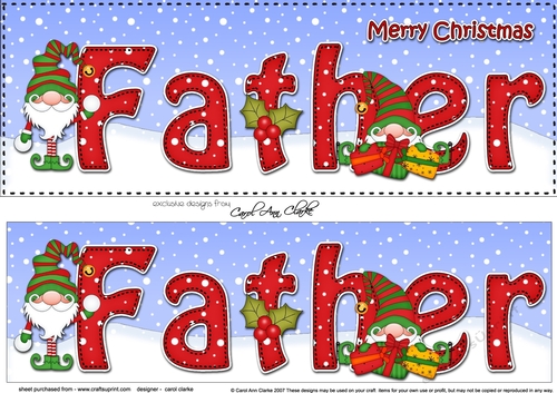 Large DL Merry Christmas FATHER 3D decoupage with Gnome 3D decoupage