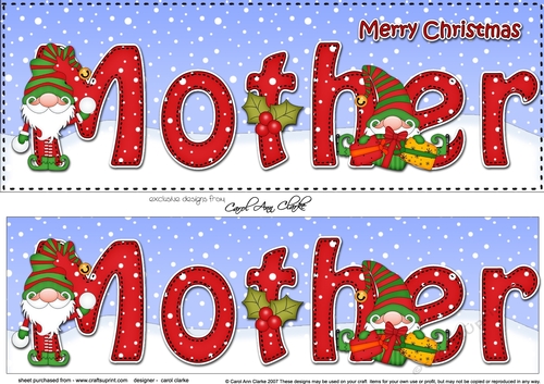 Large DL Merry Christmas MOTHER 3D decoupage with Gnome 3D decoupage