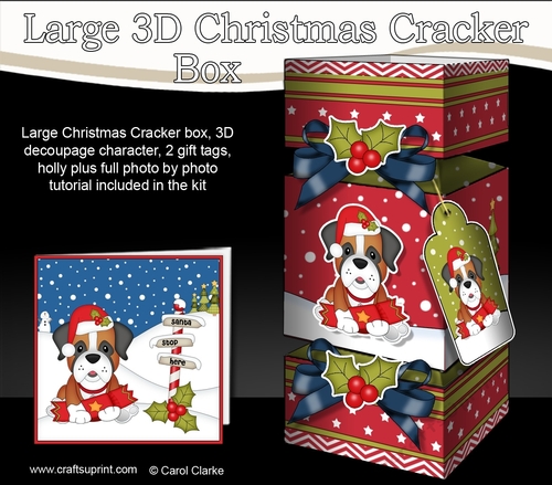 3D Large Christmas Cracker Box Mini Kit - Cute Little Boxer Dog