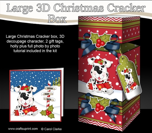 3D Large Christmas Cracker Box Mini Kit - Cute Little Spotty Dog