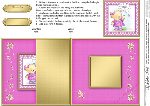 Hunney Bear Rosie has a Flower- No-Hole Fold Back Card