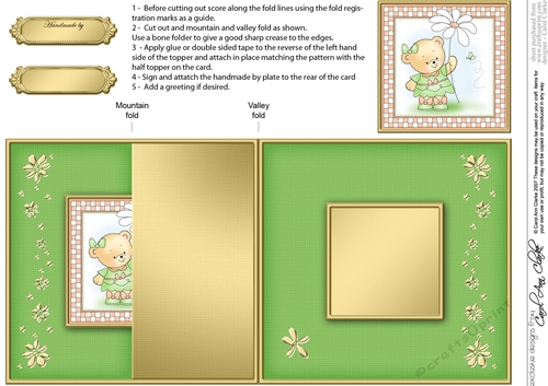 Hunney Bear Rosie has a Flower- No-Hole Fold Back Card