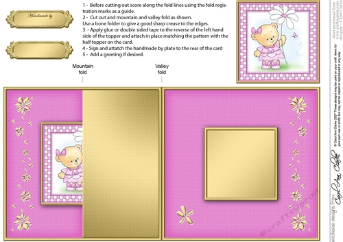 Hunney Bear Rosie has a Flower- No-Hole Fold Back Card