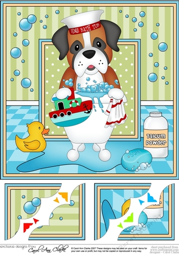 8x8 Scalloped Corner Topper - Bathtub Buddies - Little Boxer Dog