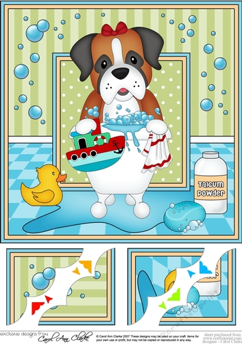 8x8 Scalloped Corner Topper - Bathtub Buddies - Little Boxer Dog