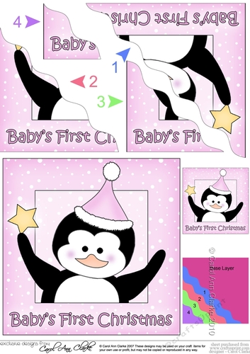 Cute Christmas Penguin - Babys First Christmas - Wavey Corner Stacker