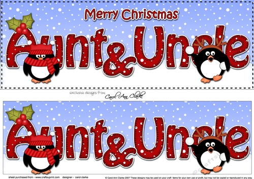 Large DL Merry Christmas AUNT & UNCLE 3D decoupage