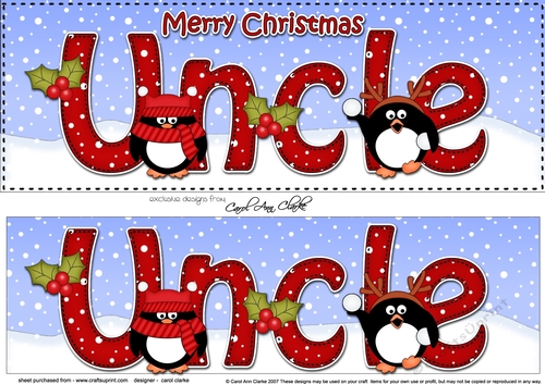 Large DL Merry Christmas UNCLE 3D decoupage