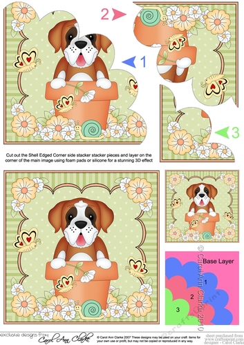 Flowerpot Friends - Little St Bernard Dog - Shell Edged Corner Side Stacker