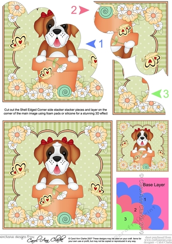 Flowerpot Friends - Little St Bernard Dog - Shell Edged Corner Side Stacker