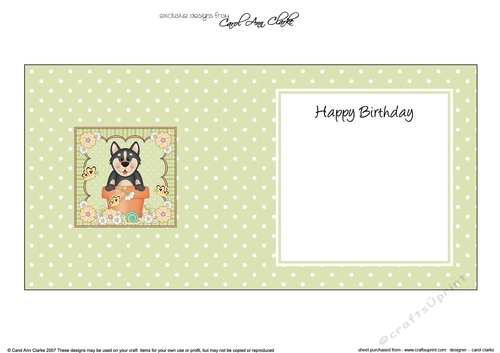Flowerpot Friends - Little Husky Dog - square landscape insert