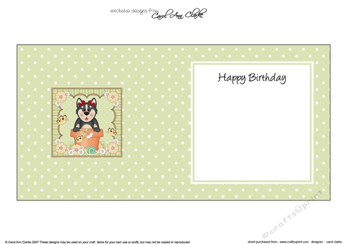 Flowerpot Friends - Little Husky Dog - square landscape insert