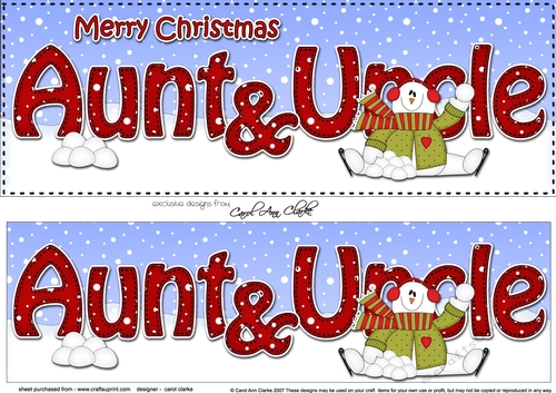Large DL Merry Christmas AUNT & UNCLE 3D decoupage 