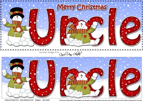 Large DL Merry Christmas UNCLE 3D decoupage 