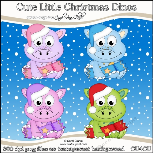 Cute Little Christmas Dinos - CU4CU Digital Clip Art Set