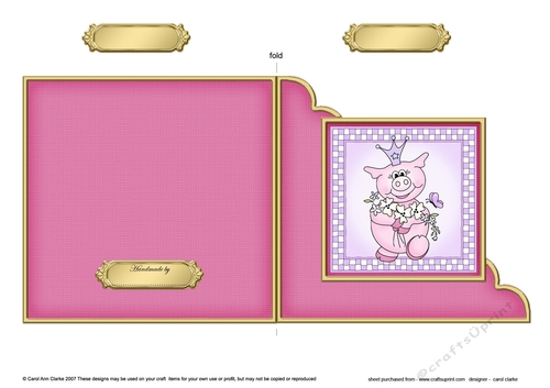Princess Piggywig  - Cut and Fold Corner Card 