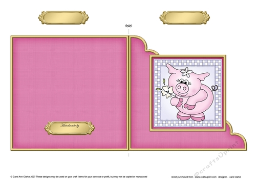 Princess Piggywig  - Cut and Fold Corner Card 