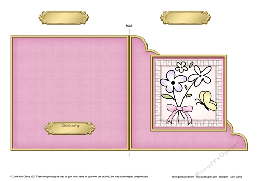 Flowers and Butterfly  - Cut and Fold Corner Card