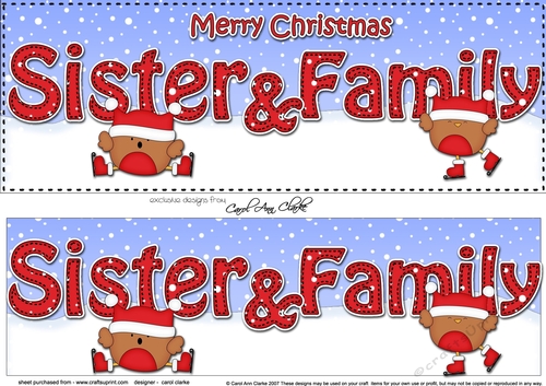 Large DL Merry Christmas SISTER & FAMILY 3D decoupage