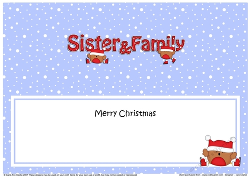 Large DL Merry Christmas SISTER & FAMILY insert