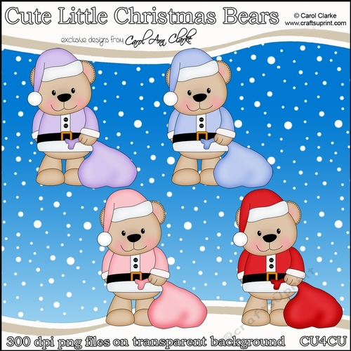 Cute Little Christmas Bears - CU4CU Digital Clip Art Set