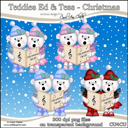 Teddies Ed & Tess - Christmas - CU4CU Digital Clip Art Set