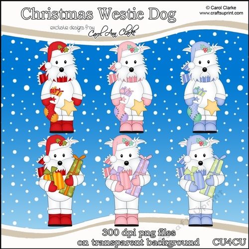 Christmas Westie Dogs - CU4CU Digital Clip Art Set