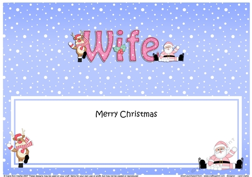 Large DL Merry Christmas WIFE with Santa & Rudolph insert