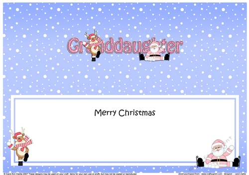 Large DL Merry Christmas GRANDDAUGHTER with Santa & Rudolph insert
