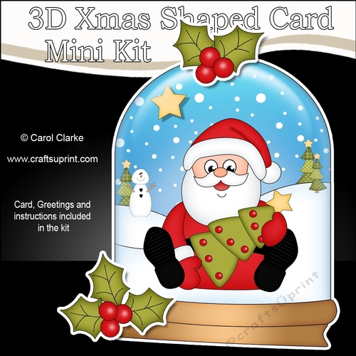 3D Shaped Christmas Snow Globe Card Kit - Santa has a Christmas Tree