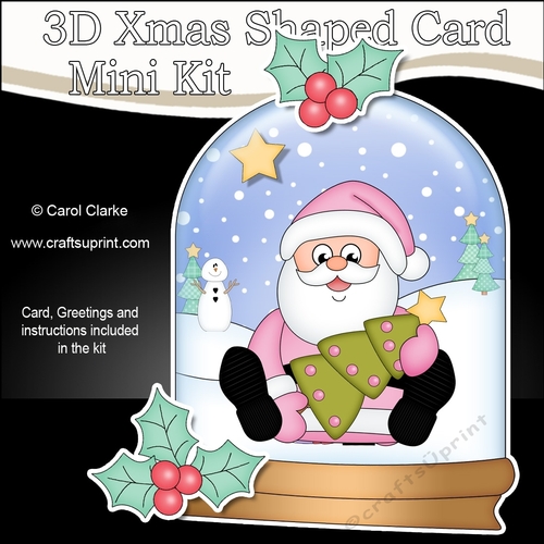 3D Shaped Christmas Snow Globe Card Kit - Santa has a Christmas Tree