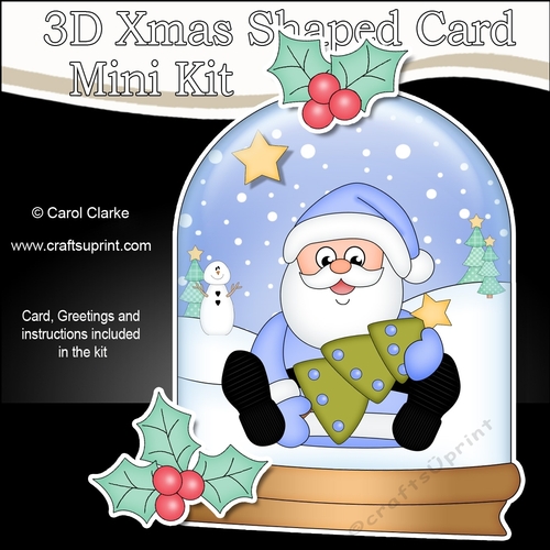 3D Shaped Christmas Snow Globe Card Kit - Santa has a Christmas Tree